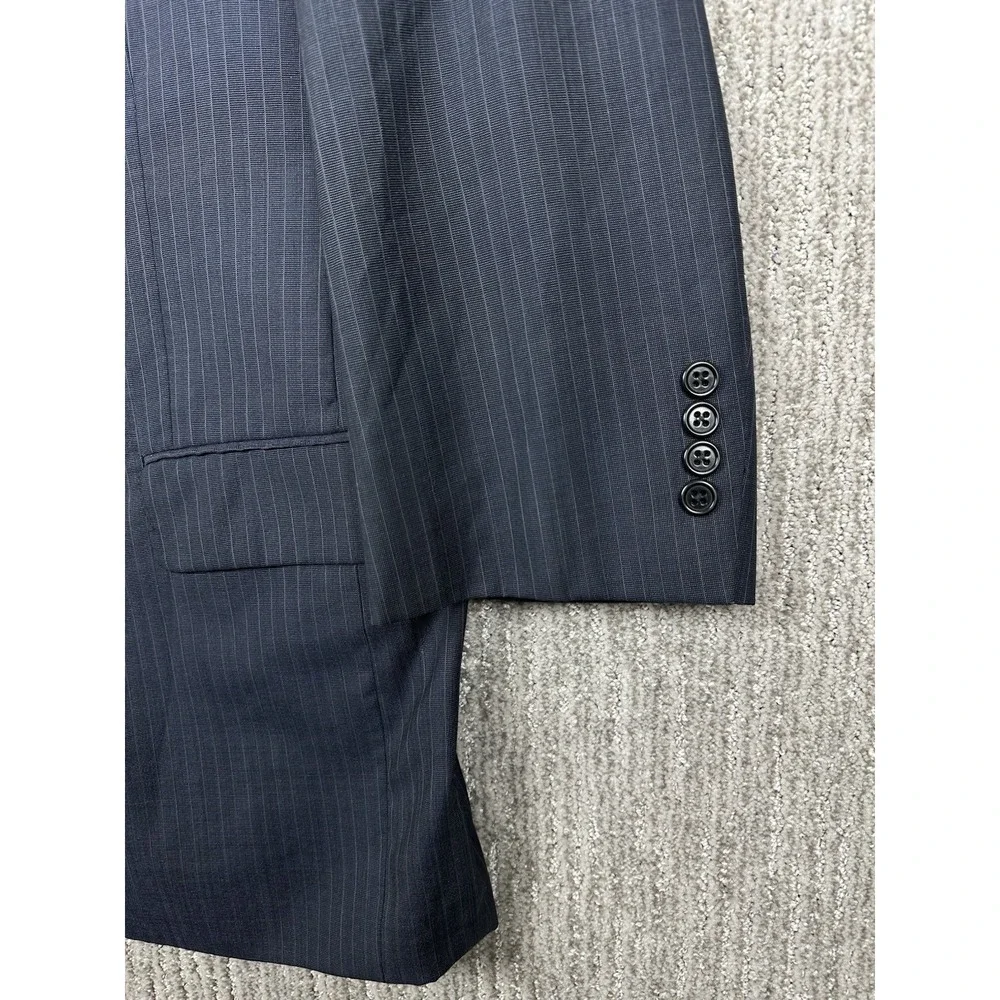 Jos A Bank Signature Collection 44 Navy Blue Pinstripe Wool Silk Blazer Jacket